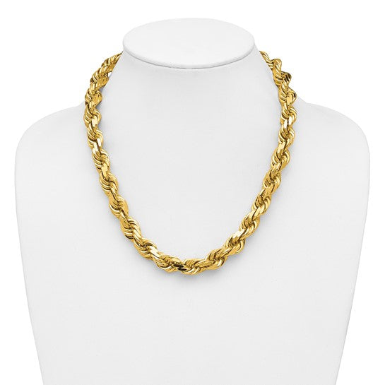 14kt Yellow Gold 20 inch 12mm Diamond-cut Rope with Fancy Lobster Clasp Chain