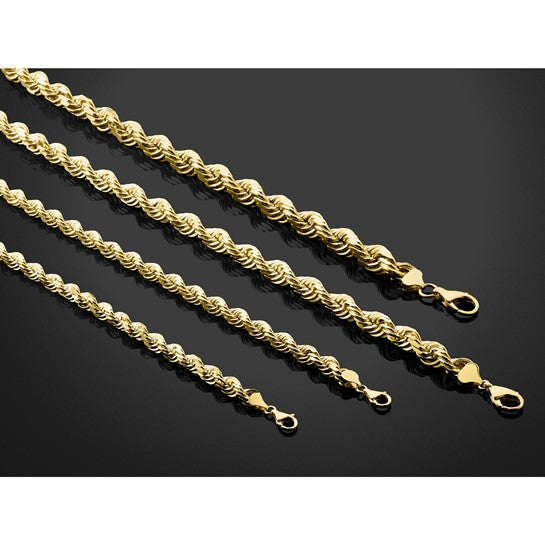 14KT Yellow Gold 24 inch 8mm Diamond-cut Rope with Fancy Lobster Clasp Chain