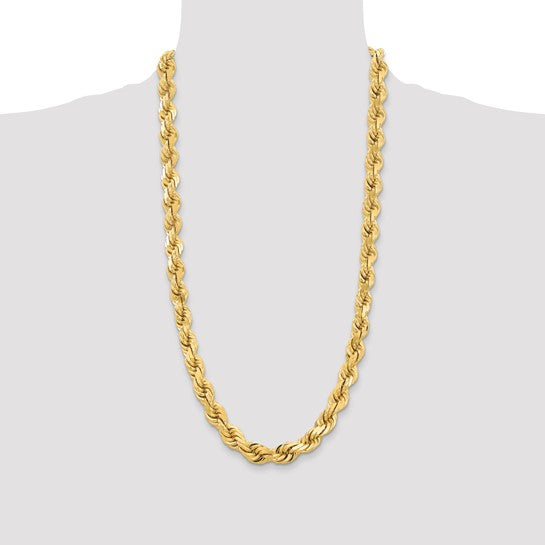 14KT Yellow Gold 28 inch 12mm Diamond-cut Rope with Fancy Lobster Clasp Chain