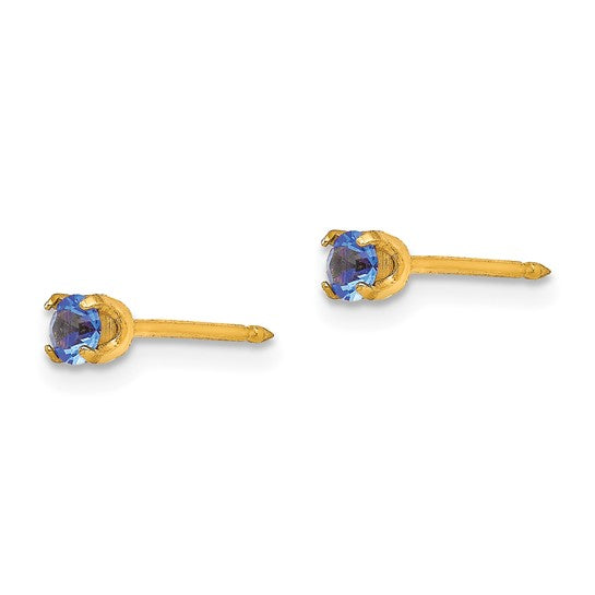 Inverness 14kt Yellow Gold 3mm September Crystal Birthstone Post Earrings