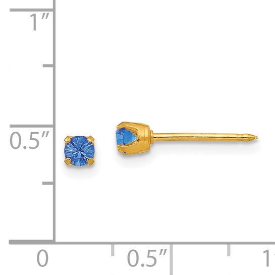 Inverness 14kt Yellow Gold 3mm September Crystal Birthstone Post Earrings