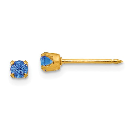 Inverness 14kt Yellow Gold 3mm September Crystal Birthstone Post Earrings