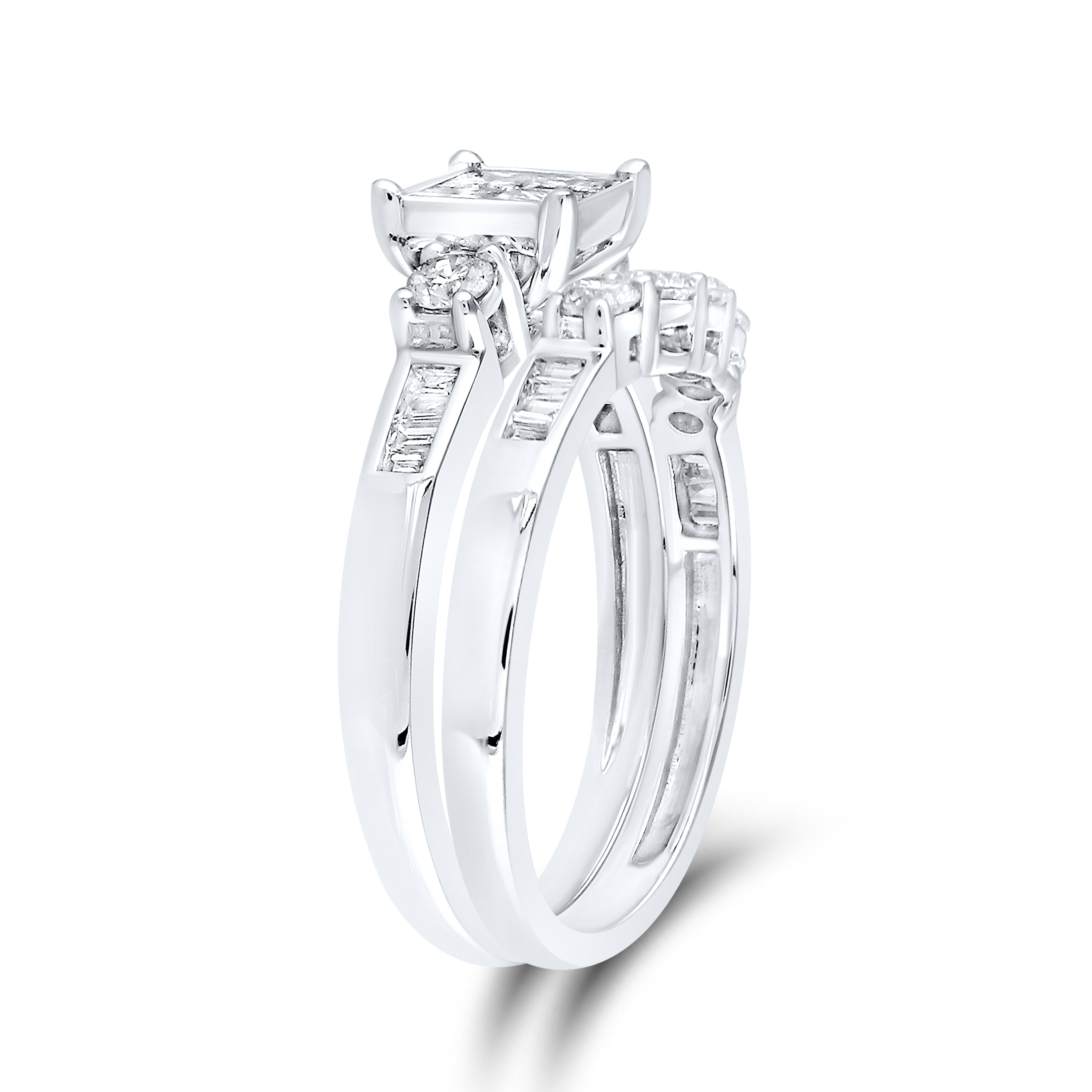 14kt White Gold 1 CTW Natural Diamond Bridal Ring Set
