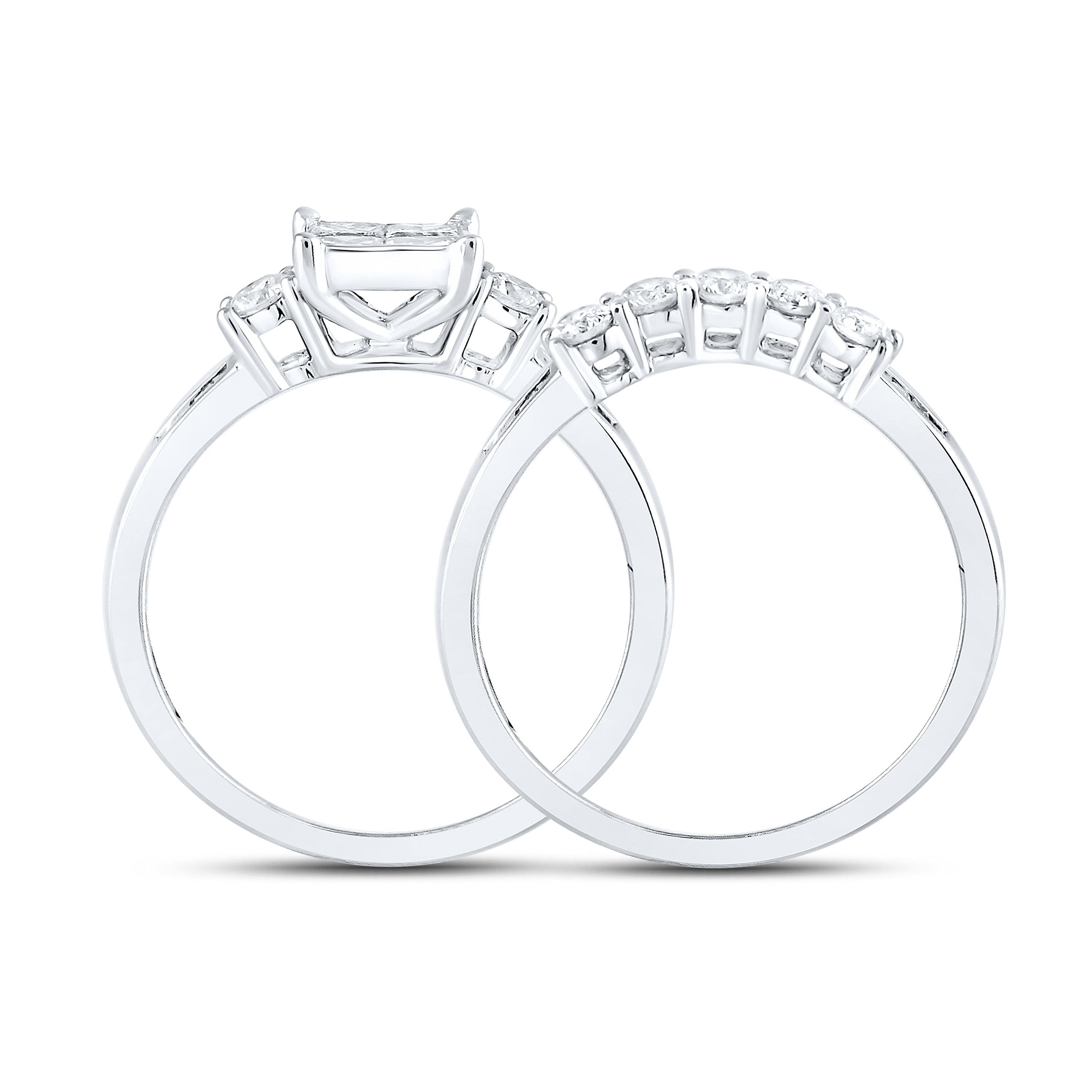 14kt White Gold 1 CTW Natural Diamond Bridal Ring Set