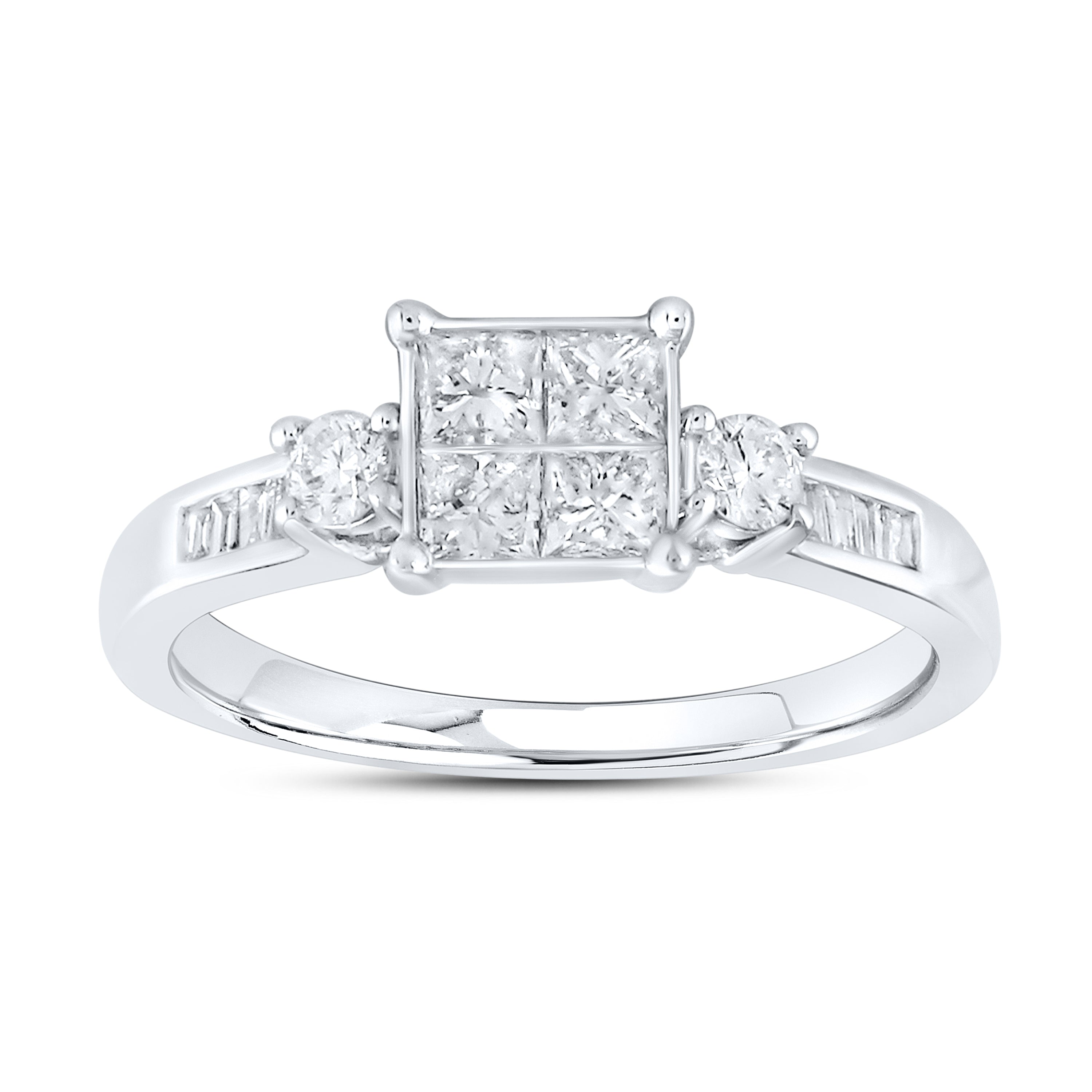 14kt White Gold 1 CTW Natural Diamond Bridal Ring Set