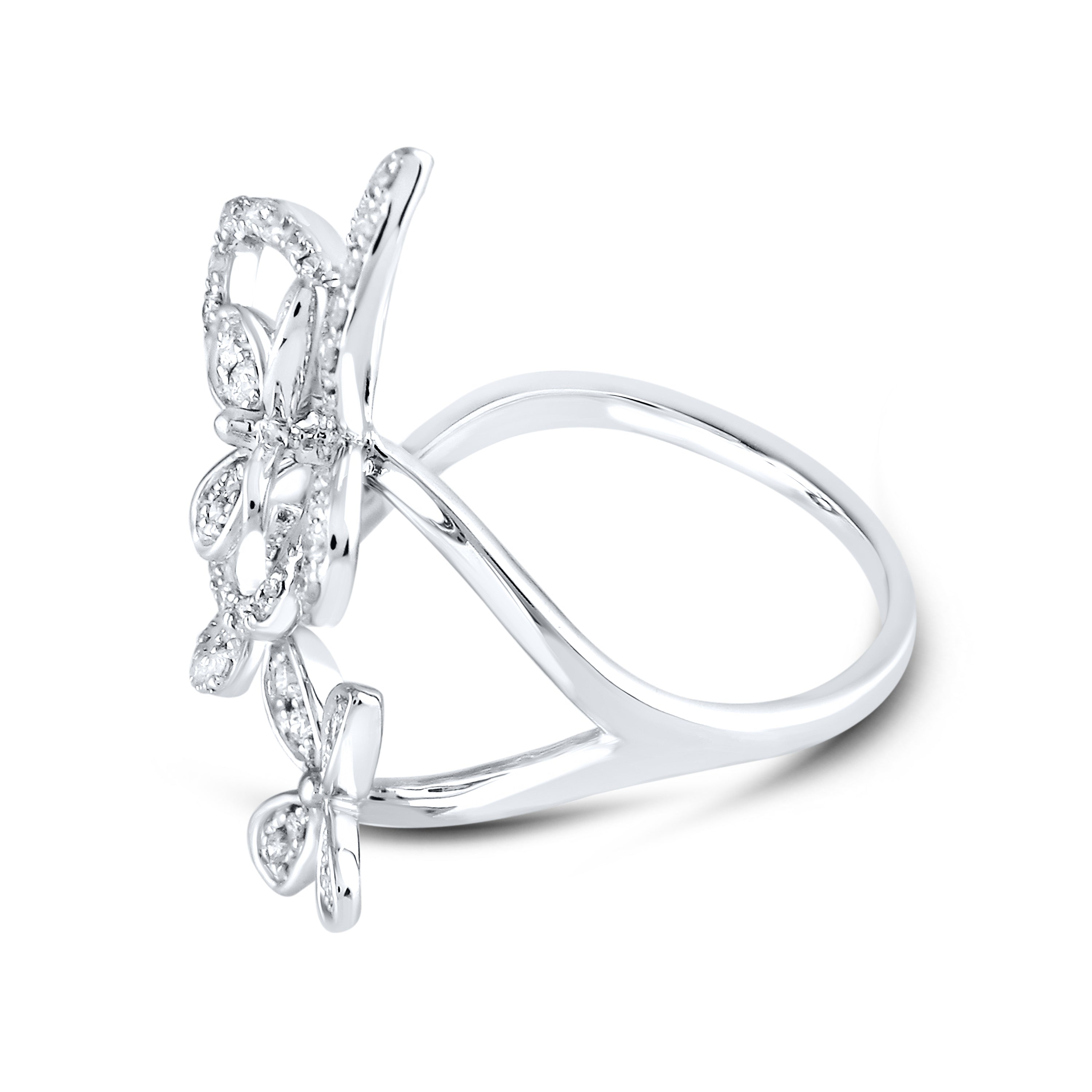 14K WHITE GOLD 0.63 CTW DIAMOND Butterfly Ring