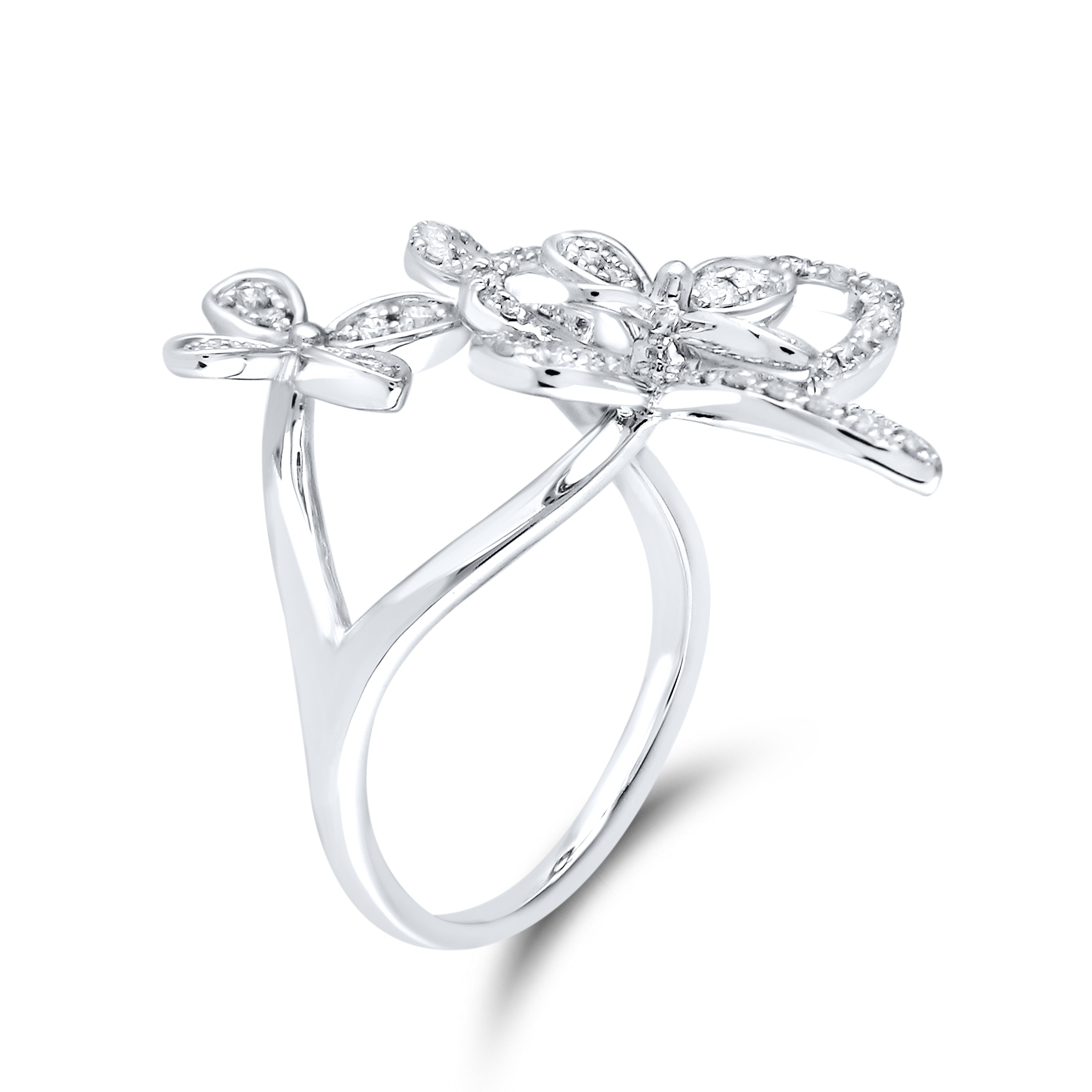 14K WHITE GOLD 0.63 CTW DIAMOND Butterfly Ring
