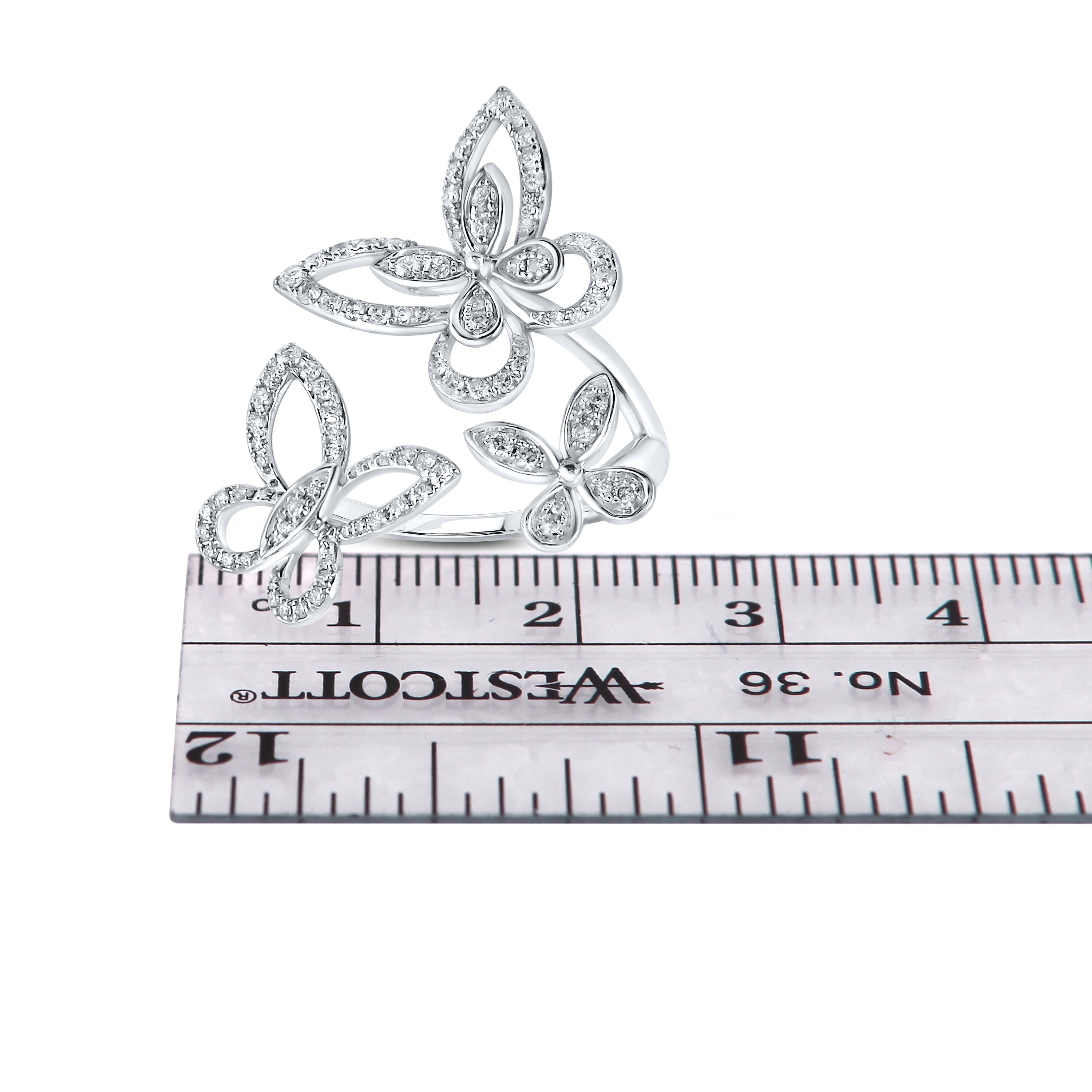 14K WHITE GOLD 0.63 CTW DIAMOND Butterfly Ring