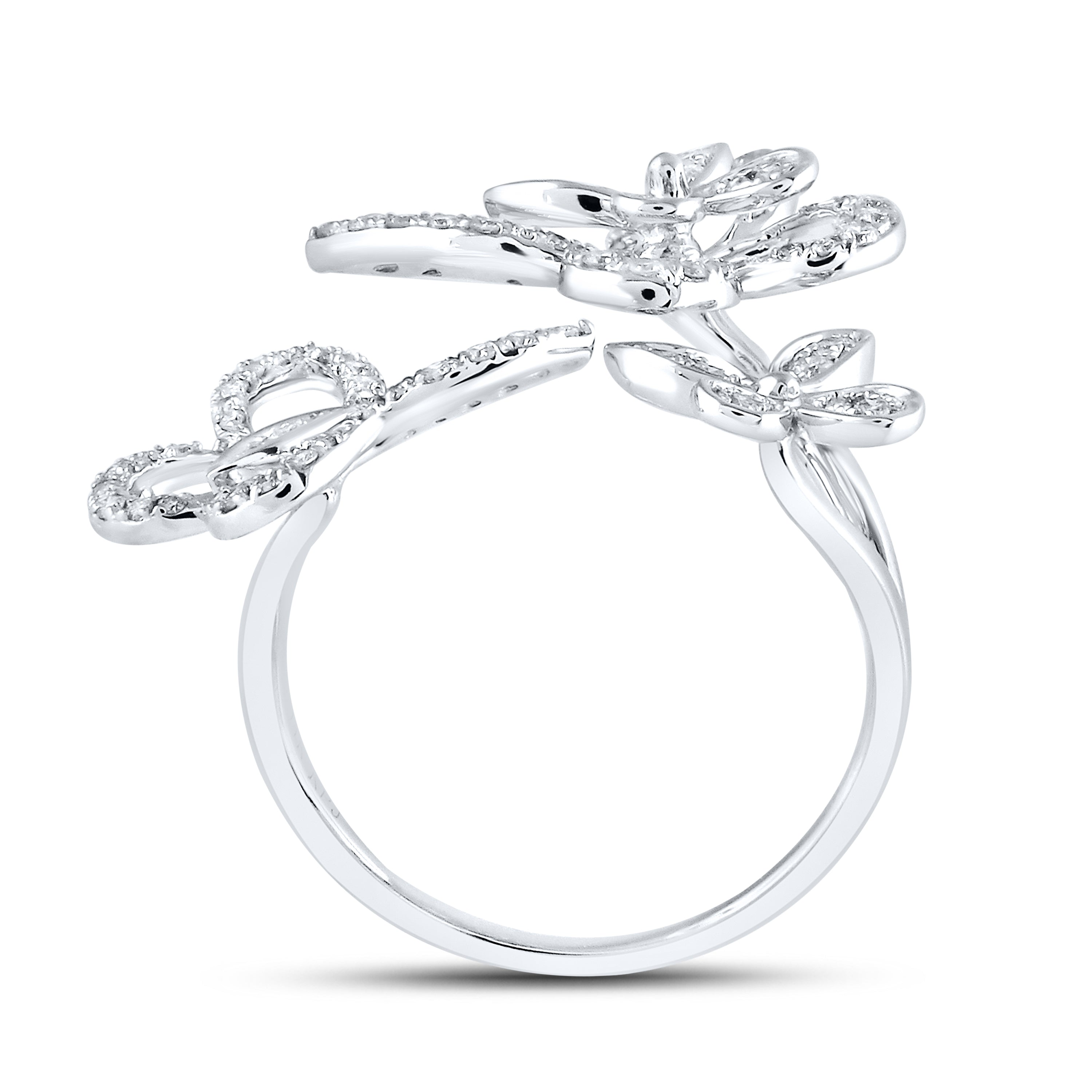 14K WHITE GOLD 0.63 CTW DIAMOND Butterfly Ring
