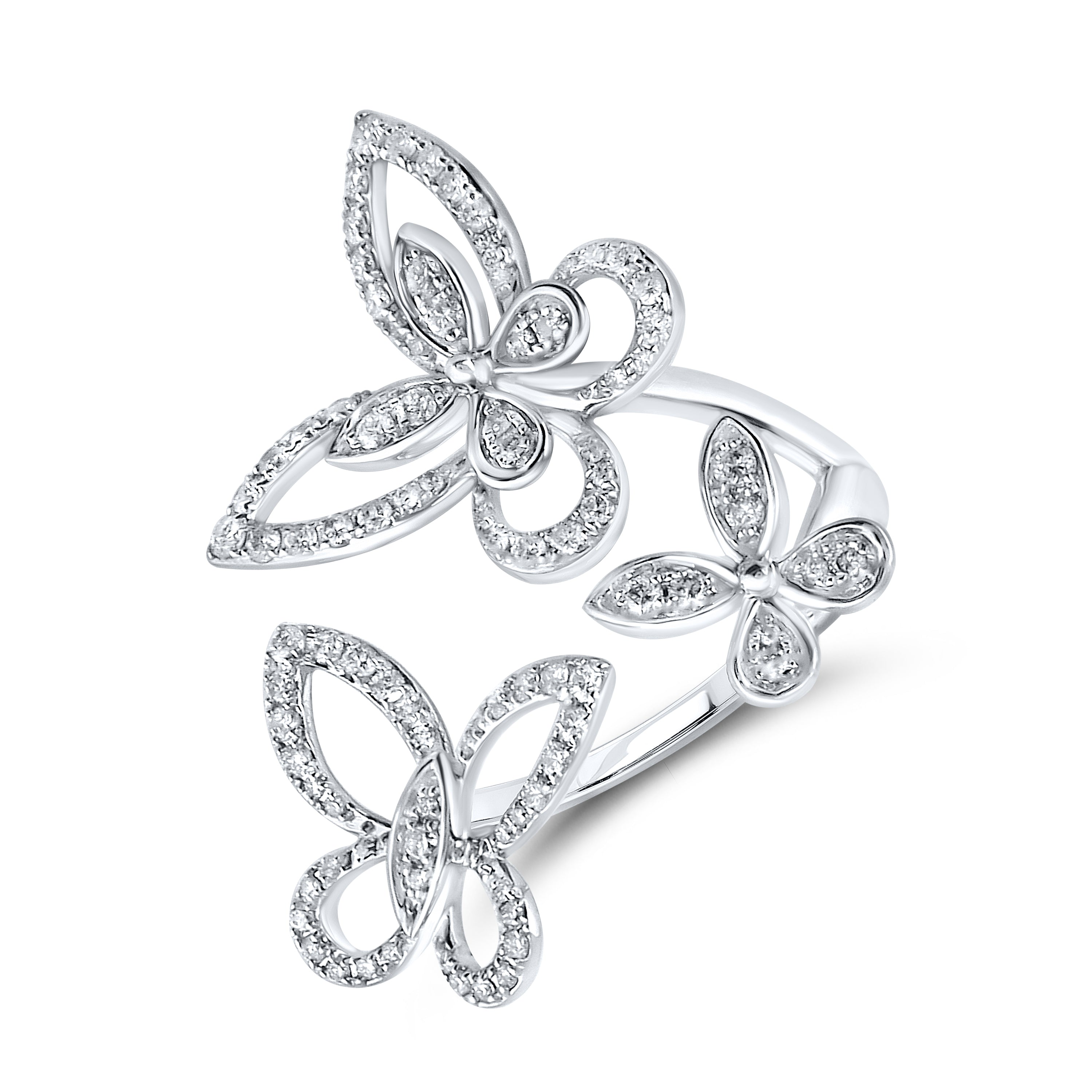 14K WHITE GOLD 0.63 CTW DIAMOND Butterfly Ring