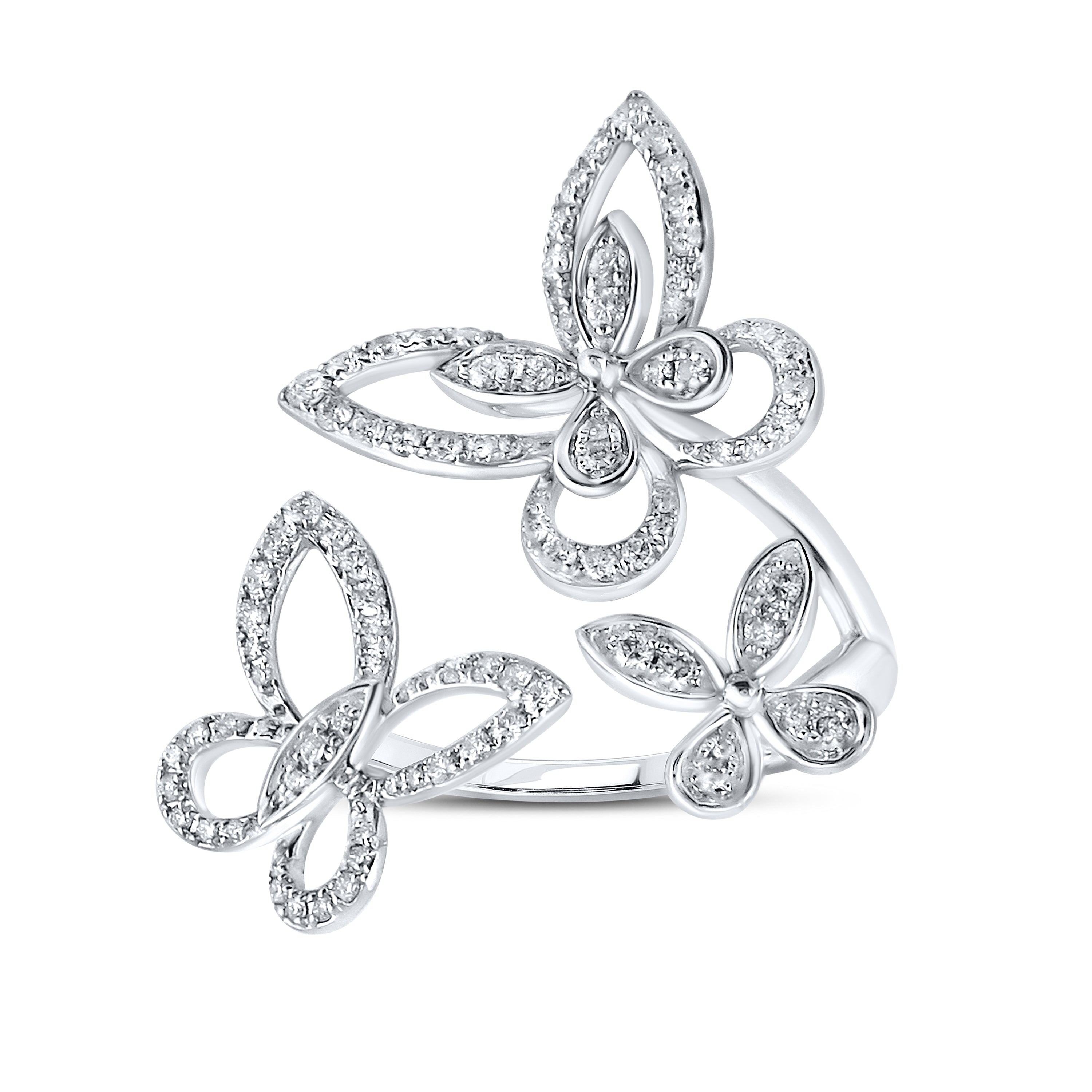 14K WHITE GOLD 0.63 CTW DIAMOND Butterfly Ring