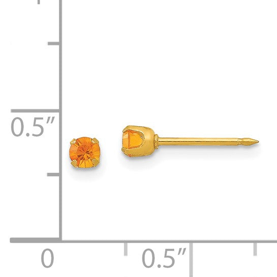 Inverness 14kt Yellow Gold 3mm November Crystal Birthstone Post Earrings