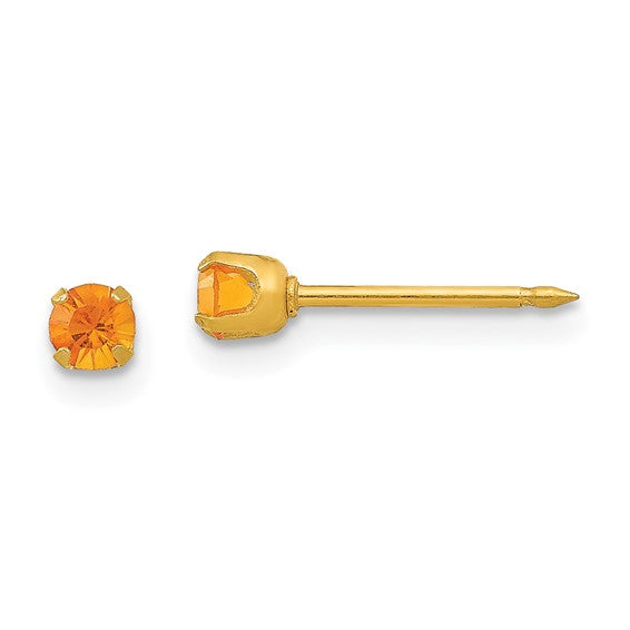 Inverness 14kt Yellow Gold 3mm November Crystal Birthstone Post Earrings
