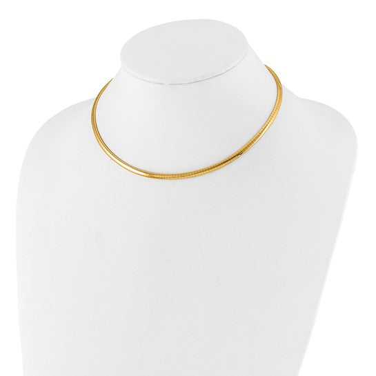14KT Yellow Gold 4mm Domed Omega Necklace