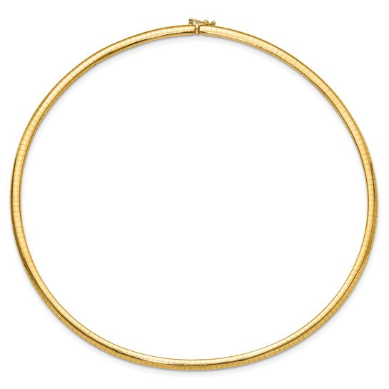 14KT Yellow Gold 4mm Domed Omega Necklace