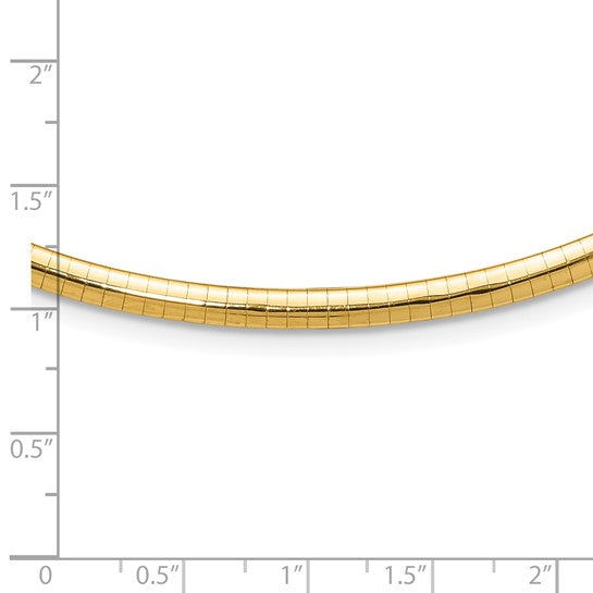 14KT Yellow Gold 4mm Domed Omega Necklace