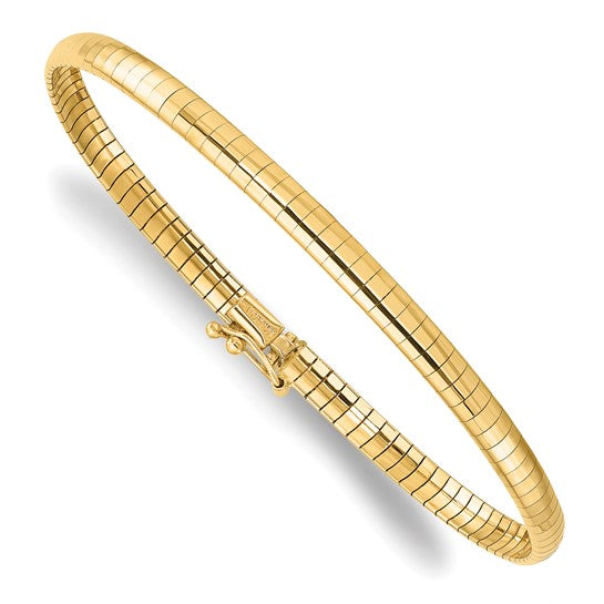14kt Yellow Gold 4mm Domed 7 inch Omega Bracelet