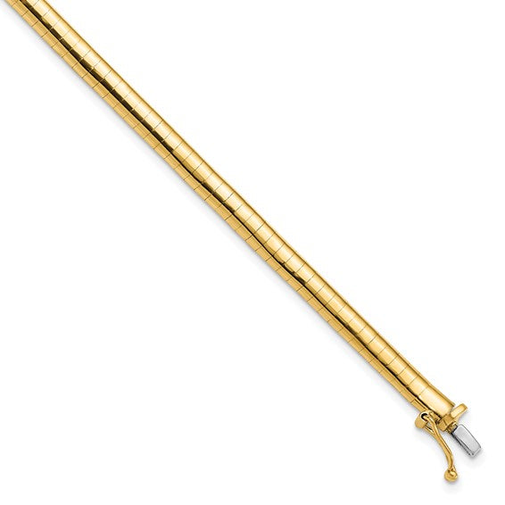14kt Yellow Gold 4mm Domed 7 inch Omega Bracelet