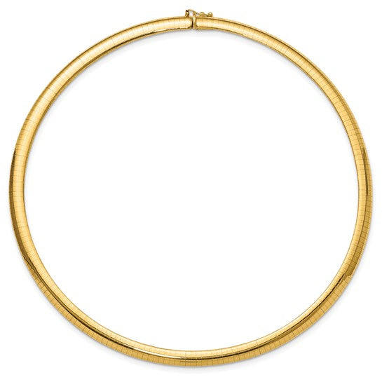 14KT Yellow Gold 6mm Domed Omega Necklace