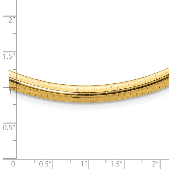 14KT Yellow Gold 6mm Lightweight Domed Omega Necklace