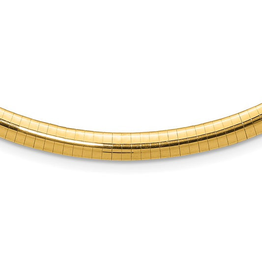 14KT Yellow Gold 6mm Domed Omega Necklace
