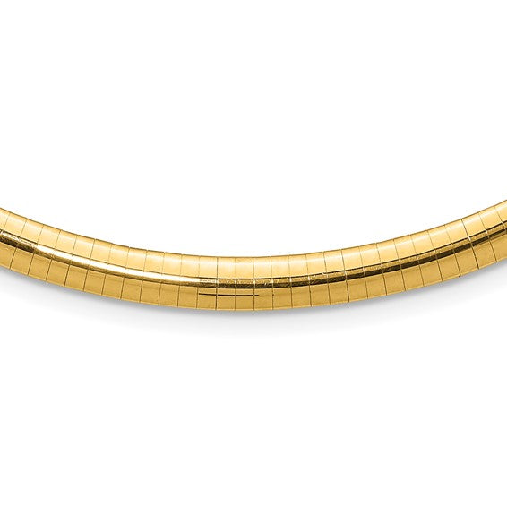 14KT Yellow Gold 6mm Lightweight Domed Omega Necklace