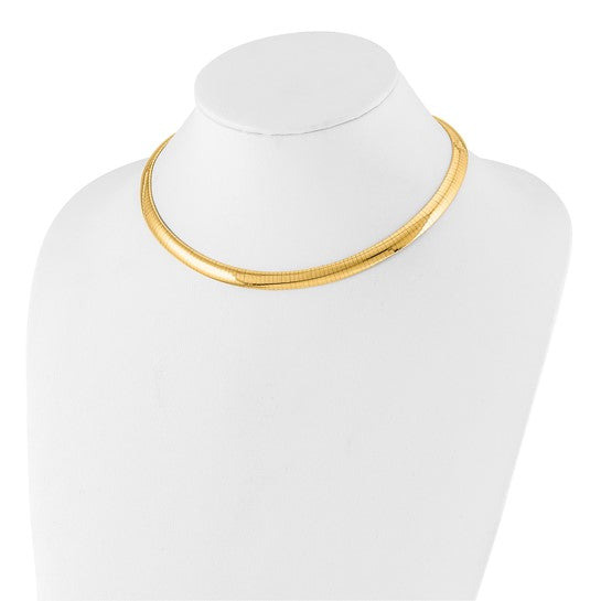 14KT Yellow Gold 8mm Lightweight Domed Omega Necklace