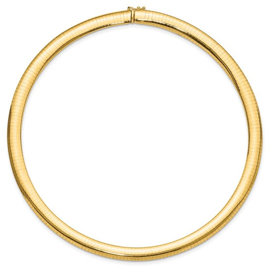14KT Yellow Gold 8mm Lightweight Domed Omega Necklace