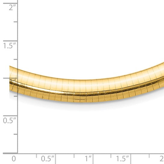 14KT Yellow Gold 8mm Lightweight Domed Omega Necklace