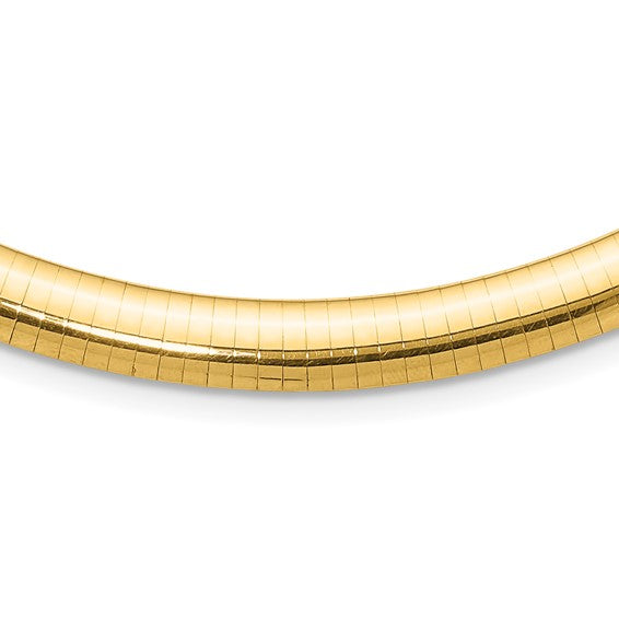 14KT Yellow Gold 8mm Lightweight Domed Omega Necklace