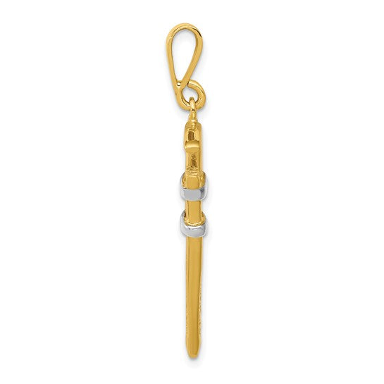 10kt Yellow Gold & Rhodium 3-D Pipe Wrench Charm