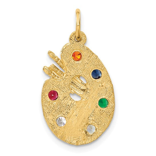 10kt Yellow Gold CZ Stones Artist Palette Charm