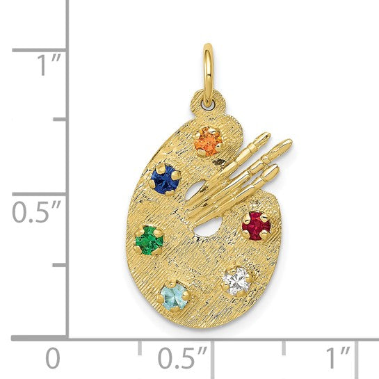 10kt Yellow Gold CZ Stones Artist Palette Charm