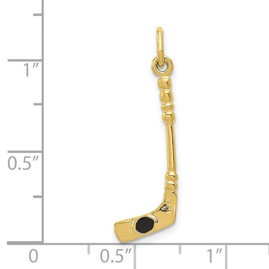 10kt Yellow Gold Hockey Stick with Enamel Charm