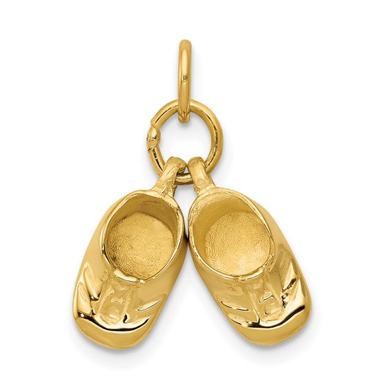 10kt Yellow Gold Polished Baby Shoes Charm
