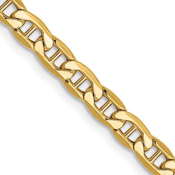 10kt Yellow Gold 4mm Semi-Solid Anchor Chain