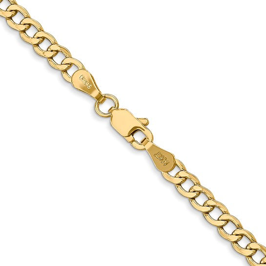 10kt Yellow Gold 3.35mm Semi-Solid Curb Link Chain
