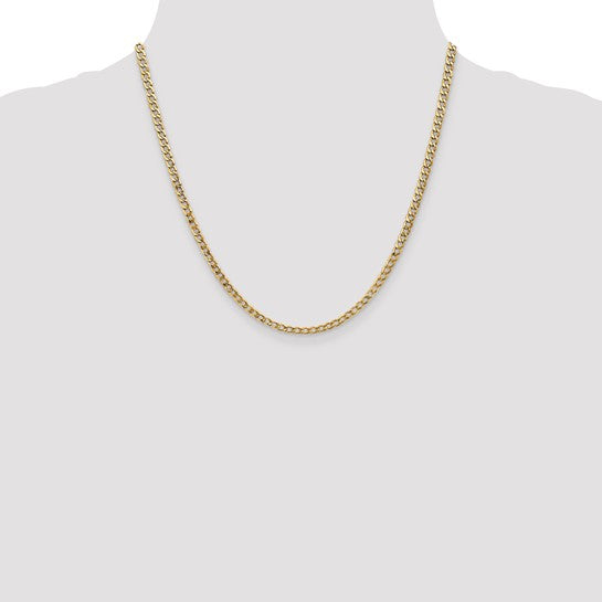 10kt Yellow Gold 3.35mm Semi-Solid Curb Link Chain