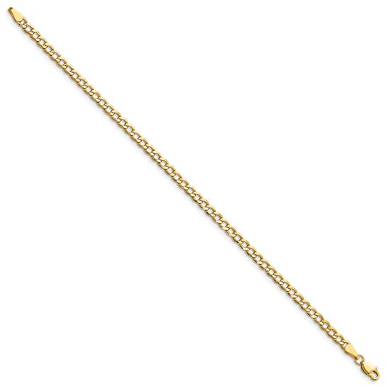 10kt Yellow Gold 3.35mm Semi-Solid Curb Link Chain