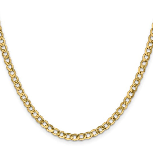 10kt Yellow Gold 4.3mm Semi-Solid Curb Link Chain