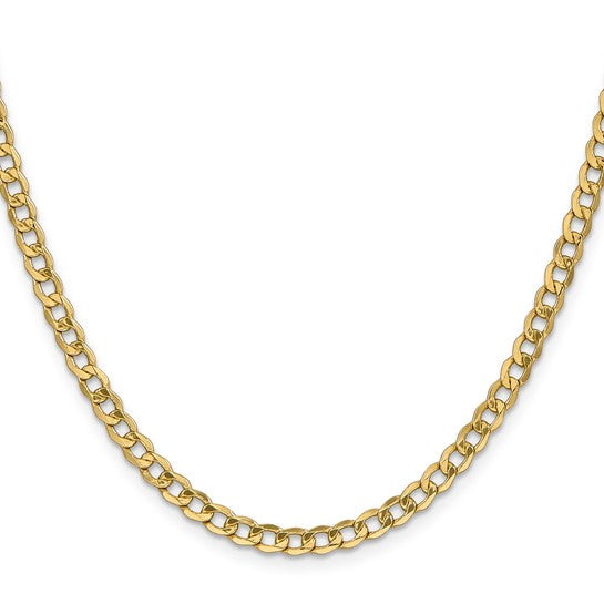 10kt Yellow Gold 4.3mm Semi-Solid Curb Link Chain