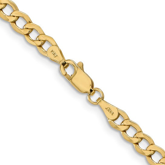 10kt Yellow Gold 4.3mm Semi-Solid Curb Link Chain