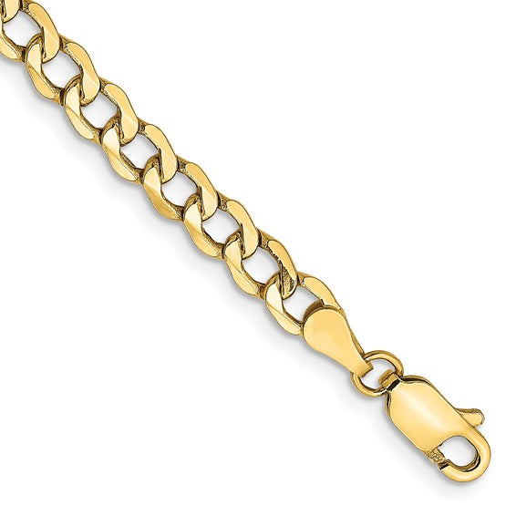 10kt Yellow Gold 4.3mm Semi-Solid Curb Link Chain