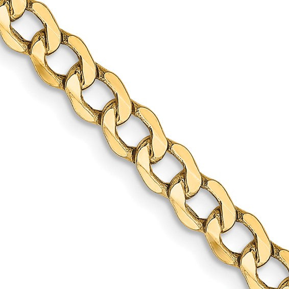 10kt Yellow Gold 4.3mm Semi-Solid Curb Link Chain