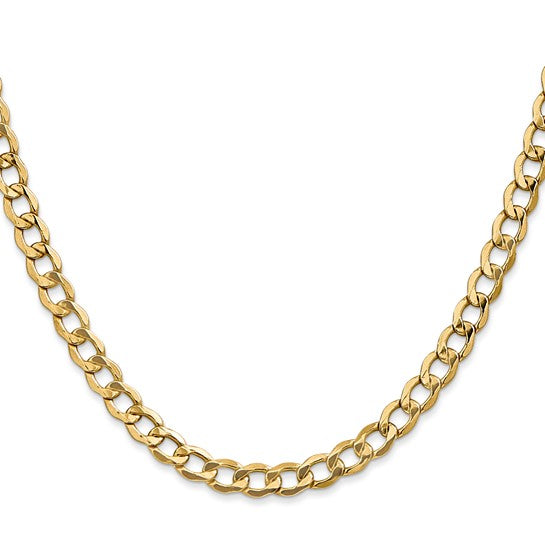 10kt Yellow Gold 5.25mm Semi-Solid Curb Link Chain