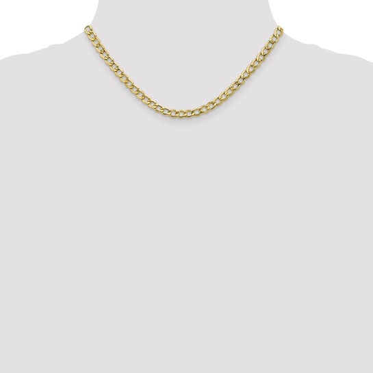 10kt Yellow Gold 5.25mm Semi-Solid Curb Link Chain