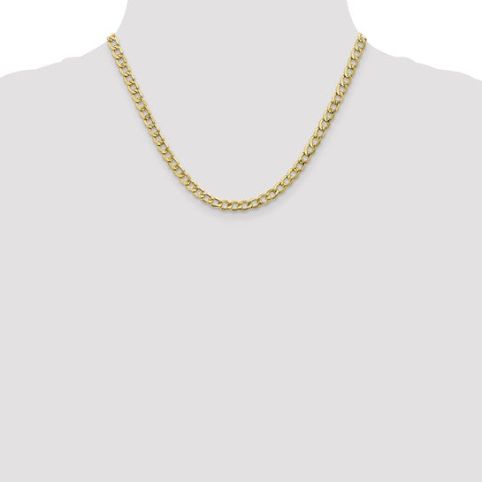 10kt Yellow Gold 5.25mm Semi-Solid Curb Link Chain