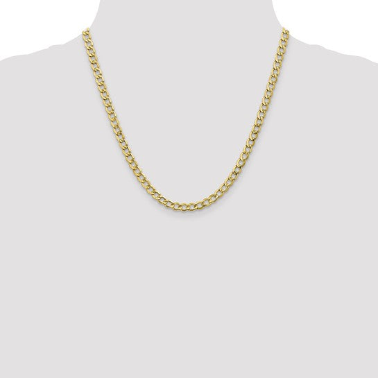 10kt Yellow Gold 5.25mm Semi-Solid Curb Link Chain