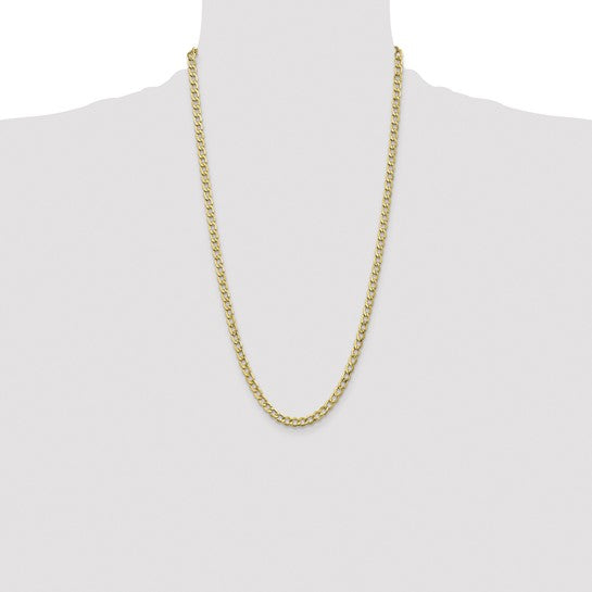 10kt Yellow Gold 5.25mm Semi-Solid Curb Link Chain
