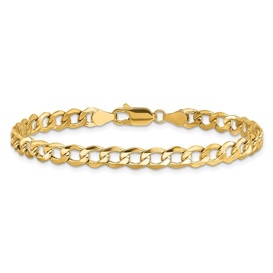 10kt Yellow Gold 5.25mm Semi-Solid Curb Link Chain
